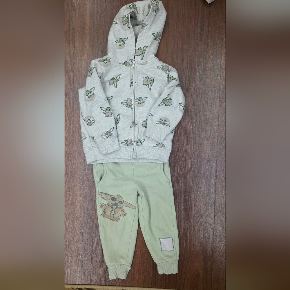 Star Wars Grogu Baby Yoda Hoodie 3T + Jogger Pants 2T Set